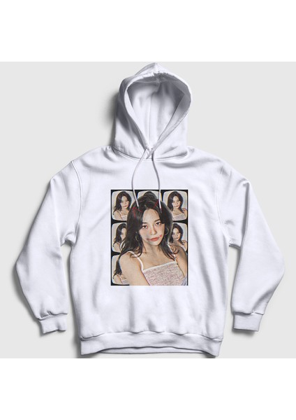 Unisex Beyaz Poster V2 Kim Sejeong Kapüşonlu Sweatshirt