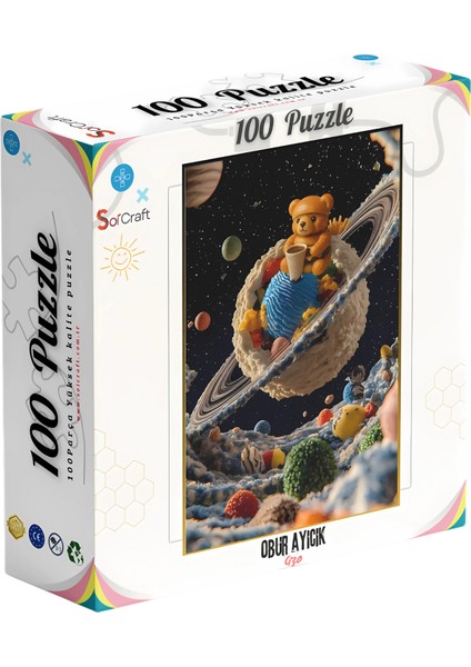 100 Parça Puzzle Çift Tasarım Tek Kutu Büyük Boy Dondurma