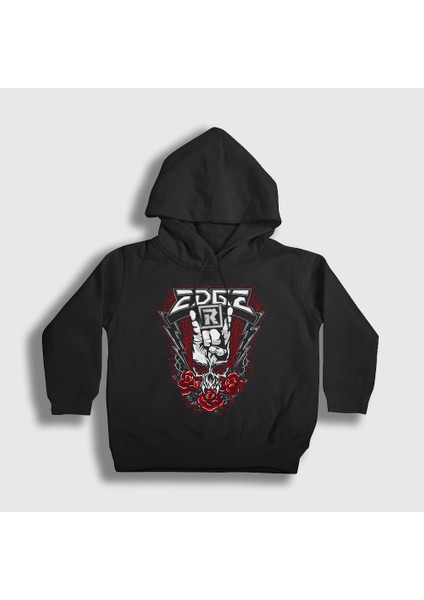 Unisex Çocuk Siyah Skull Güreş Wwe Edge Kapüşonlu Sweatshirt