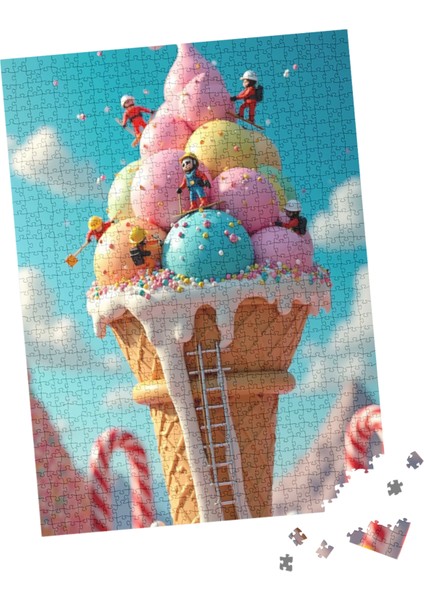 100 Parça Puzzle Çift Tasarım Tek Kutu Büyük Boy Dondurma