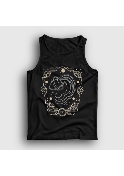 Unisex Siyah Aquarius Zodiac Hediye Kova Burcu Atlet