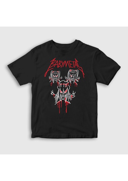 Unisex Çocuk Siyah Band Müzik Babymetal T-Shirt