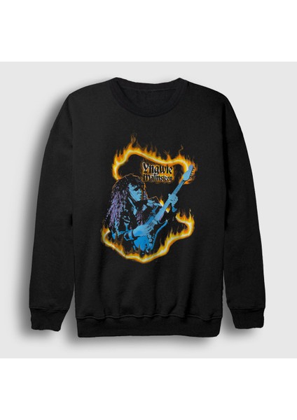 Unisex Siyah Fire Gitarist Hediye Yngwie Malmsteen Sweatshirt