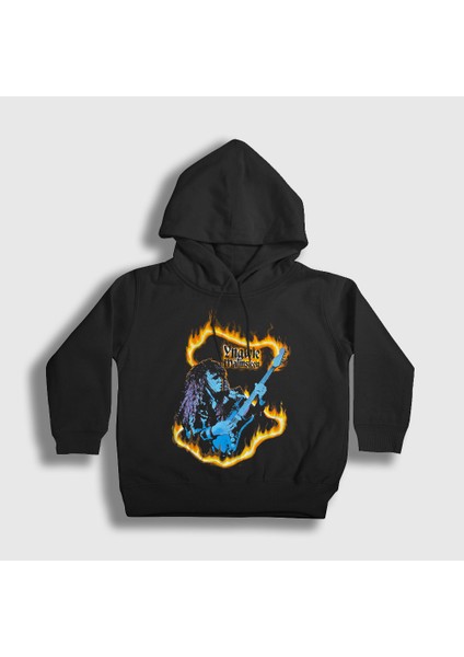 Unisex Çocuk Siyah Fire Gitarist Hediye Yngwie Malmsteen Kapüşonlu Sweatshirt