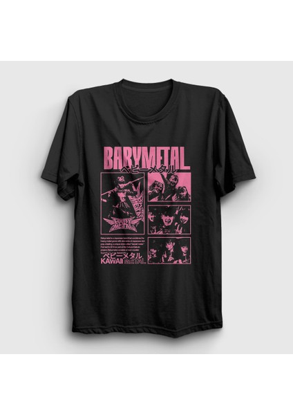 Unisex Siyah Kawaii Müzik Babymetal T-Shirt