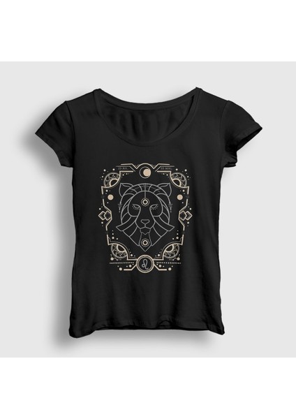 Kadın Siyah Leo Zodiac Hediye Aslan Burcu T-Shirt