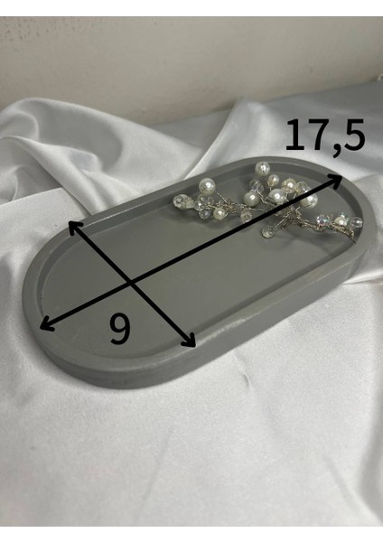 Gri Oval Tabak, Sunumluk, Takı Tabağı, Gri Tabağı, Dekoratif Tabağı
