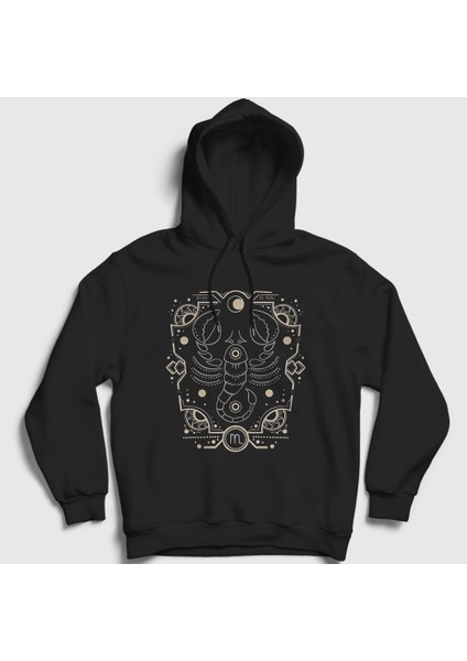 Unisex Siyah Scorpio Zodiac Hediye Akrep Burcu Kapüşonlu Sweatshirt