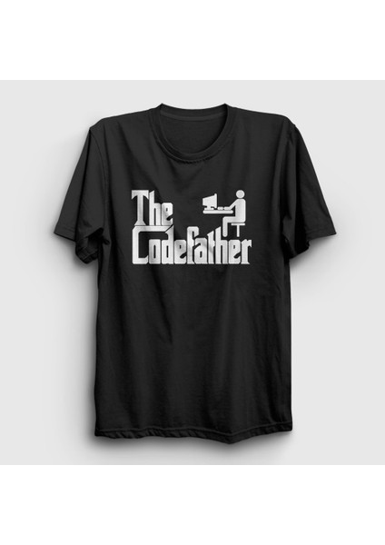 Unisex Siyah The Codefather Yazilimci Coder Hacker T-Shirt