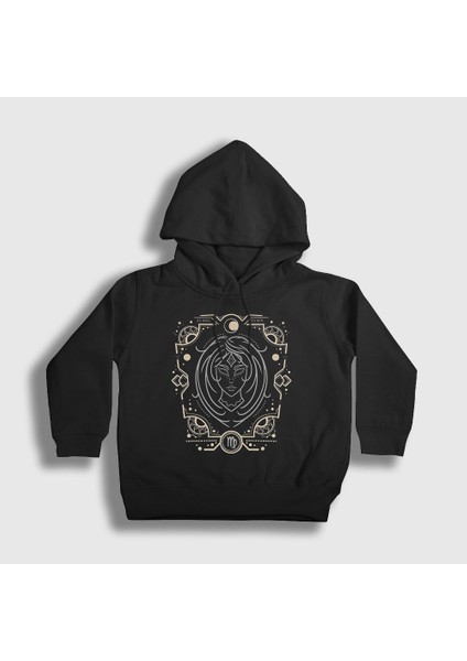 Unisex Çocuk Siyah Virgo Zodiac Hediye Başak Burcu Kapüşonlu Sweatshirt