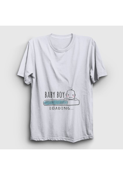 Unisex Beyaz Baby Boy Loading Yükleniyor Doğum Hamilelik T-Shirt