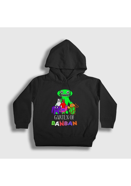 Unisex Çocuk Siyah All Garten Of Banban Kapüşonlu Sweatshirt