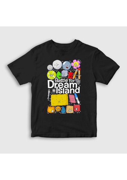 Unisex Çocuk Siyah Bfdi Battle For Dream Island T-Shirt