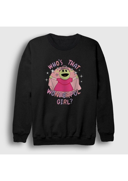 Unisex Siyah Peepo Who's That Wonderful Girl Nanalan Sweatshirt