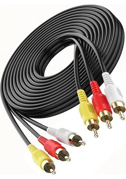 15 Metre 3 x Rca Kablo 15 Metre Ses Görüntü Kablosu 15 Metre Av Kablo