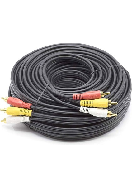 15 Metre 3 x Rca Kablo 15 Metre Ses Görüntü Kablosu 15 Metre Av Kablo