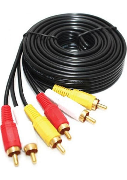 15 Metre 3 x Rca Kablo 15 Metre Ses Görüntü Kablosu 15 Metre Av Kablo