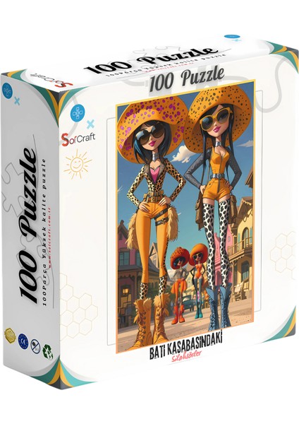 100 Parça Puzzle Çift Tasarım Tek Kutu Batı Silahşörlar