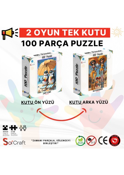 100 Parça Puzzle Çift Tasarım Tek Kutu Batı Silahşörlar
