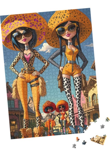 100 Parça Puzzle Çift Tasarım Tek Kutu Batı Silahşörlar
