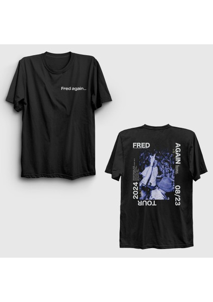 Unisex Siyah Tour Fred Again Sırt Baskılı T-Shirt