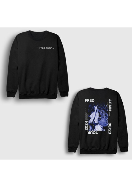 Unisex Siyah Tour Fred Again Sırt Baskılı Sweatshirt