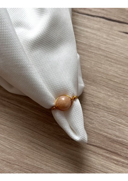 8 mm Güneş Taşı Ayarlanabilir Altın Tel Yüzük