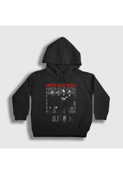 Unisex Çocuk Siyah Band Rock Nickelback Kapüşonlu Sweatshirt