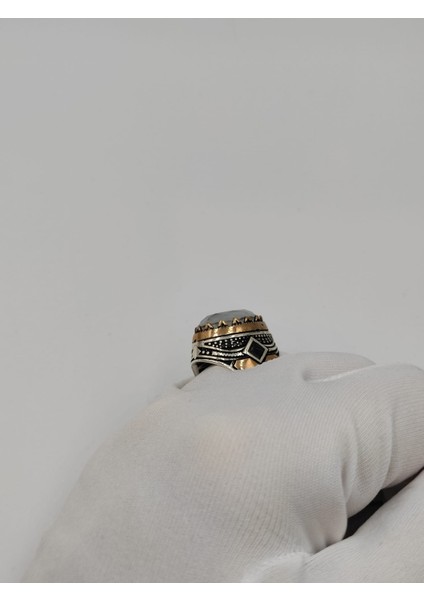 Beyaz Paraiba Taşlı Faset Kesim Erkek Yüzüğü 26 mm 925 Ayar Gümüş Yüzük fiyatları