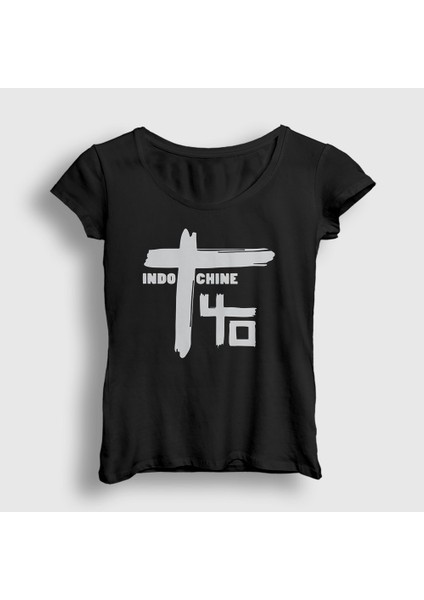 Kadın Siyah Logo Rock Indochine T-Shirt