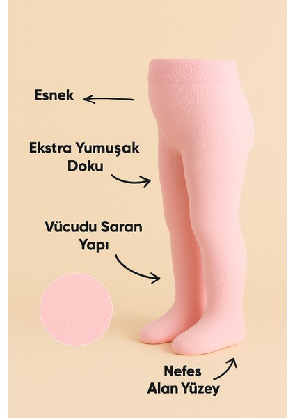 Bebek Külotlu Çorap Pamuklu – Pembe – Çocuk Yeni Doğan -Pembe Külotlu Çorap -Okul Çorabı - Düz – 0-6-18 Ay- Bebek Çorap - bebek külotlu çorap