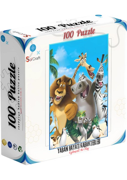 100 Parça Puzzle Çift Tasarım Tek Kutu Sevimli Plaj Hayvanlar