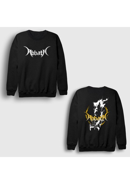 Unisex Siyah Axe Metal Abbath Sırt Baskılı Sweatshirt