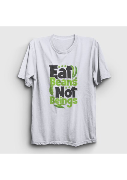 Unisex Beyaz Beans Vegan Vegetarian Vejetaryen T-Shirt
