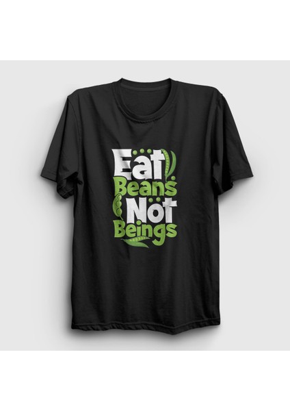 Unisex Siyah Beans Vegan Vegetarian Vejetaryen T-Shirt