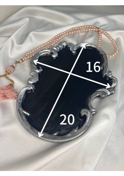 Siyah Gümüş Vintage Dekoratif Tabağı, Asimetrik Dantel Desenli Dekoratif Tabak fiyatları