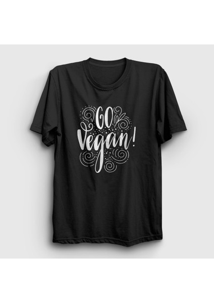 Unisex Siyah Go Vegan Vegetarian Vejetaryen T-Shirt