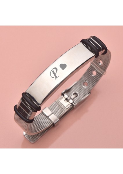 Love Day P Harfli Çelik Bileklik Takı Hediyelik Aksesuar