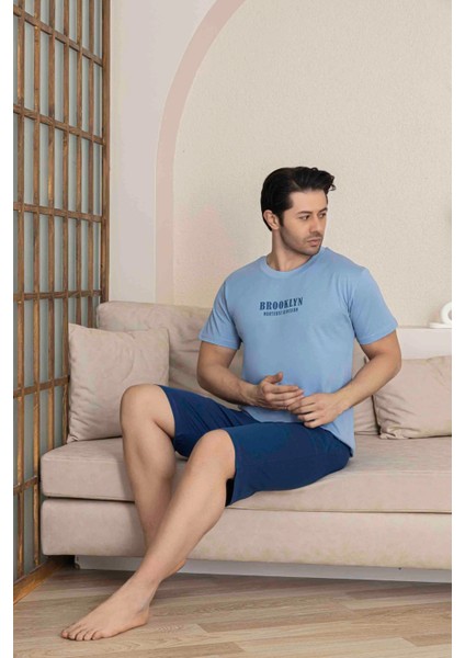 Baba Oğul Kombin Alk Üst Kısa Kollu Bermuda Boy Şortlu Bisiklet Yaka Pijama TAKIMI-4009