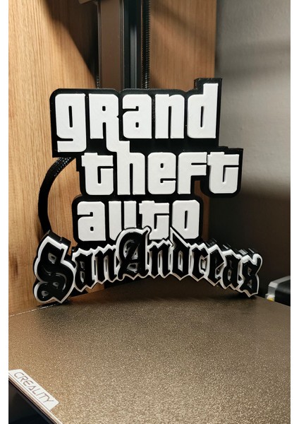 Gta San Andreas - Grand Theft Auto Logo Sembol Figür | Nostaljik Tasarım, Koleksiyon Parçası