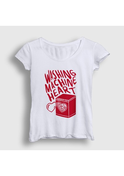 Kadın Beyaz Washing Machine Heart Mitski T-Shirt