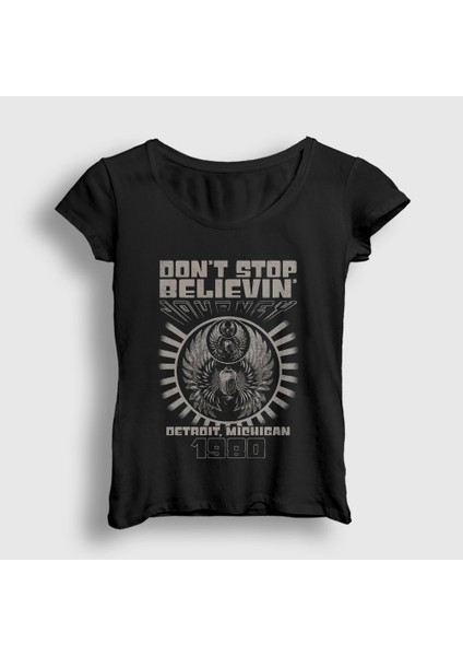 Kadın Siyah Don't Stop Believin Journey T-Shirt
