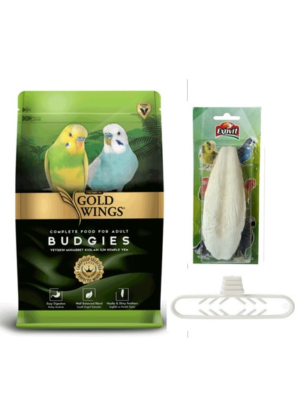 Premium Muhabbet Kuş Yemi 1 kg 2027 Skt Taze Yem / Exovit Kalamar Kemiği 10-12 cm ve Tutacağı Hediye
