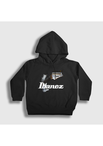Unisex Çocuk Siyah Guitar Gitarist Hediye Ibanez Kapüşonlu Sweatshirt