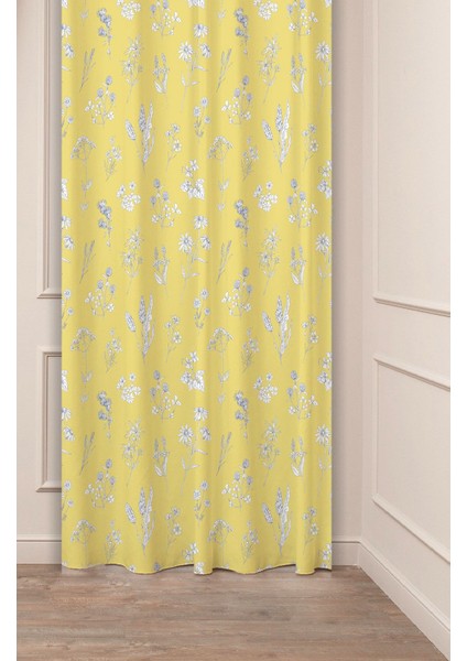 Çiçek Yaprak Bohem Sade Soft Pastel Desenli Özel Tasarım Dijital Baskılı (Tek Kanat) Şık Fon Perde