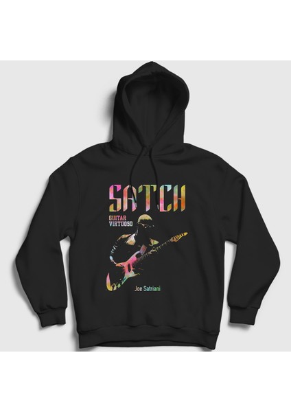 Unisex Siyah Satch Gitarist Hediye Joe Satriani Kapüşonlu Sweatshirt