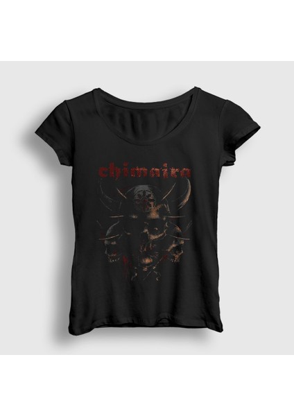 Kadın Siyah Skulls Chimaria T-Shirt
