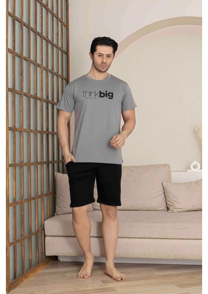 Baba Oğul Kombin Alk Üst Kısa Kollu Bermuda Boy Şortlu Bisiklet Yaka Pijama TAKIMI-4006