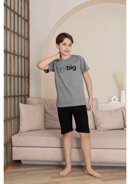Baba Oğul Kombin Alk Üst Kısa Kollu Bermuda Boy Şortlu Bisiklet Yaka Pijama TAKIMI-4006