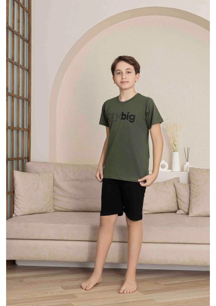 Baba Oğul Kombin Alk Üst Kısa Kollu Bermuda Boy Şortlu Bisiklet Yaka Pijama TAKIMI-4006